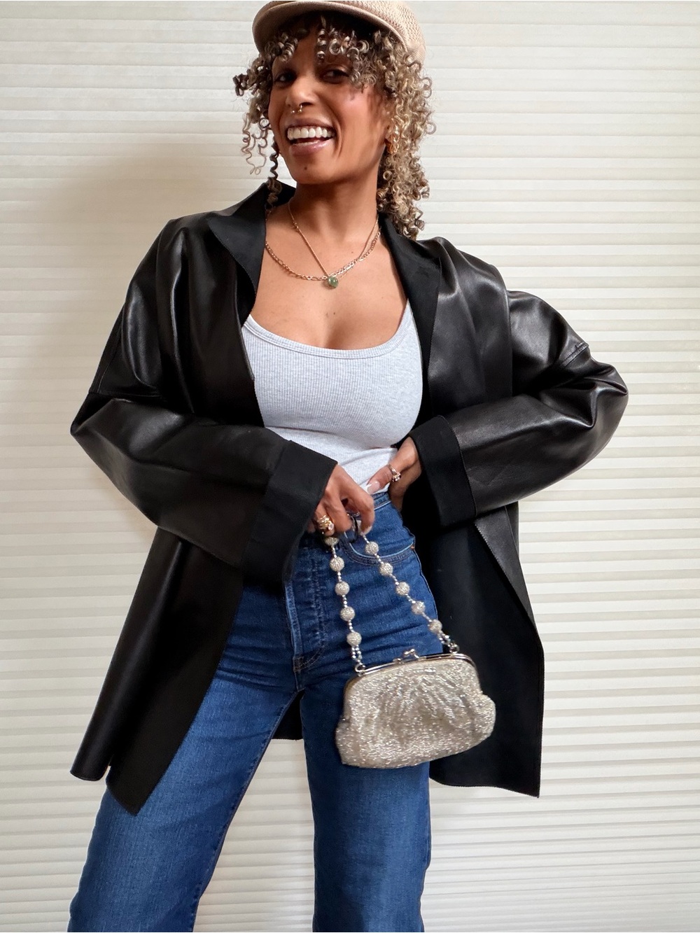 Vintage Sharon Roth Hand Tailored Black Leather Jacket
